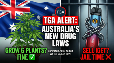 Australia 2026: Grow 6 Weed Plants? Fine. Sell a Single IGET? Jail Time.