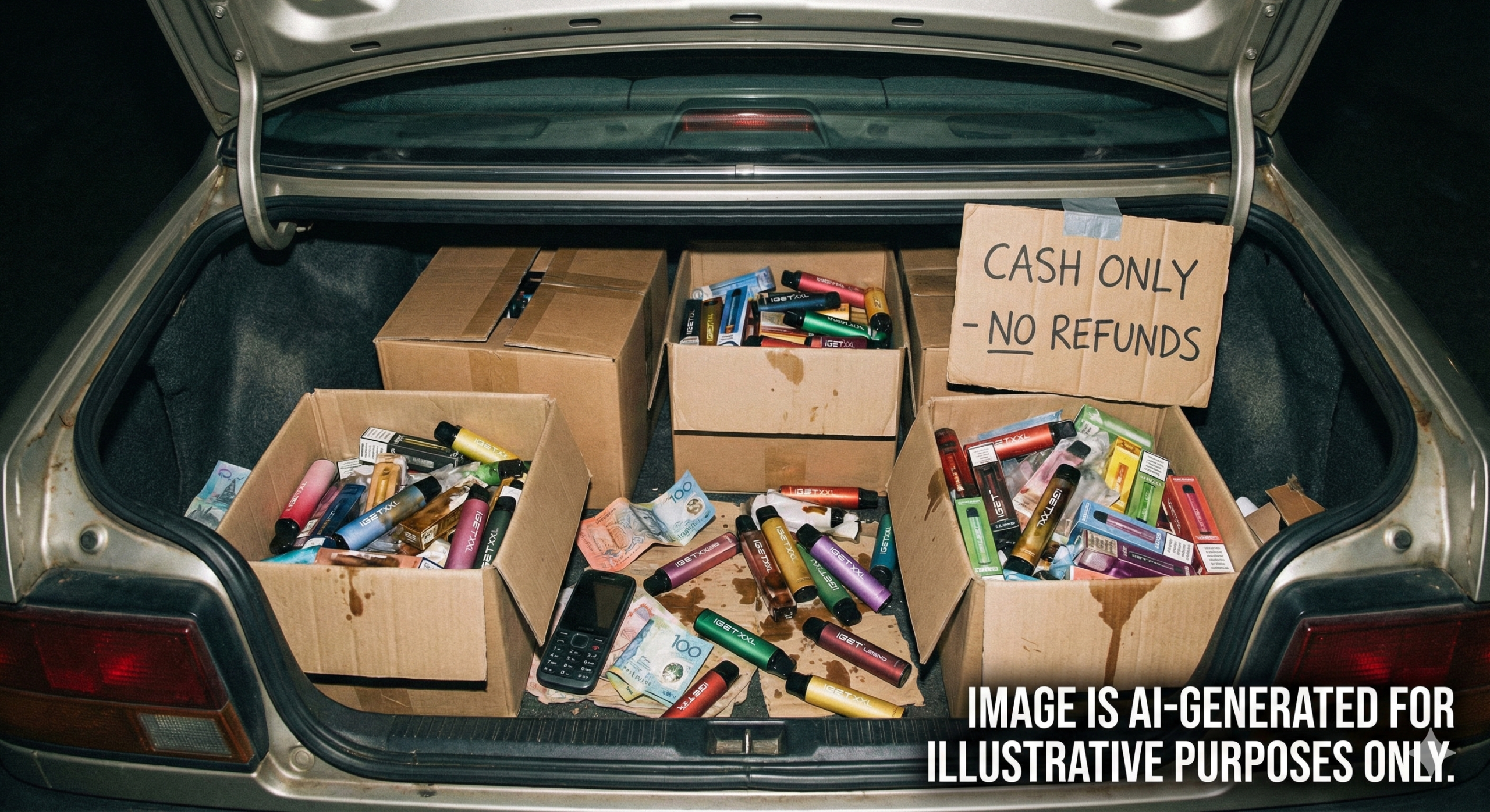 Black market IGET vapes sold from car boot